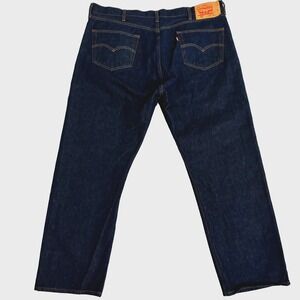 Levis 501 Jeans Mens 46x32 Dark Wash Denim Button Fly Straight Leg Work Pants